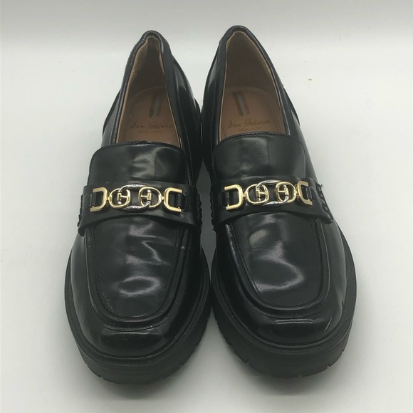 Sam Edelman Black Loafers with Gold Accents - Picture 2 of 7